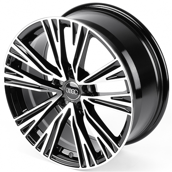 Литые диски 82365 Audi IVF993 18 J8 ET35 5x112 66.45 чёрный глянцевый + полированные спицы: Фото 6