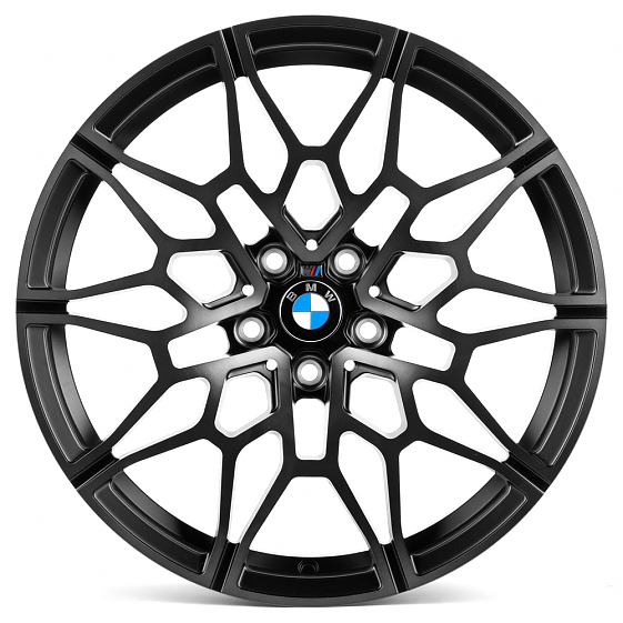 Кованые диски H240601JF SKILL SL892-SL204 19 J8 ET27 5x112 66.6 чёрный матовый + полированные спицы : Фото 1