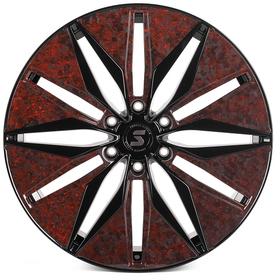 Кованые диски H240607G SKILL SV380-SV481 22 J9 ET19 6x139.7 77.8 чёрный глянцевый + карбон SFC09: Фото 1
