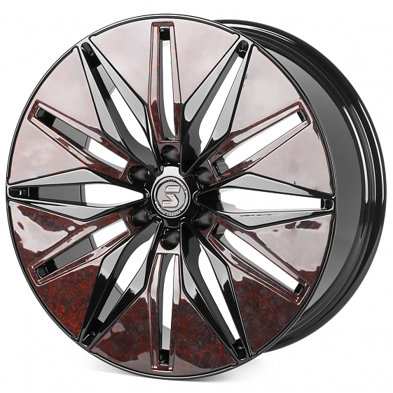 Кованые диски H240607G SKILL SV380-SV481 22 J9 ET19 6x139.7 77.8 чёрный глянцевый + карбон SFC09: Фото 4