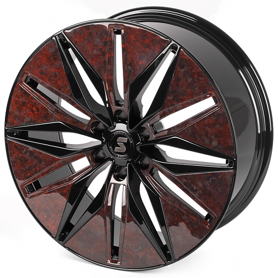 Кованые диски H240607G SKILL SV380-SV481 22 J9 ET19 6x139.7 77.8 чёрный глянцевый + карбон SFC09: Фото 5