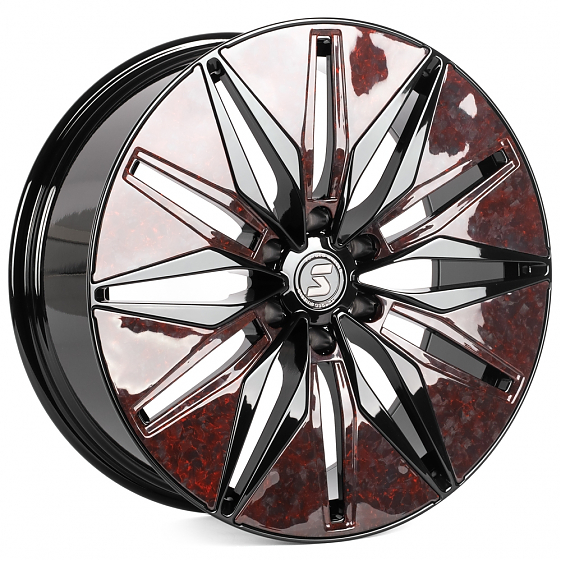 Кованые диски H240607G SKILL SV380-SV481 22 J9 ET19 6x139.7 77.8 чёрный глянцевый + карбон SFC09: Фото 6