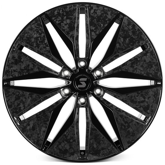 Кованые диски H240603J SKILL SV380-SV481 22 J9 ET50 6x139.7 95.1 чёрный глянцевый + карбон SFC06: Фото 1