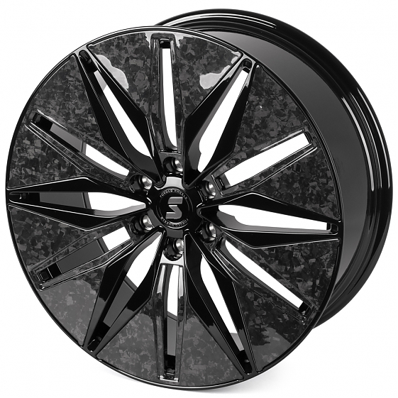 Кованые диски H240603J SKILL SV380-SV481 22 J9 ET50 6x139.7 95.1 чёрный глянцевый + карбон SFC06: Фото 5