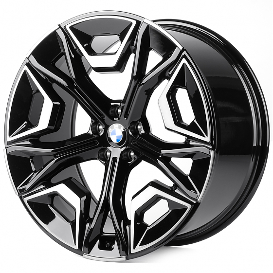 Кованые диски H241226PR SL920-SL239 21 J10.5 ET43 5x112 66.6 чёрный глянцевый + полировка + тёмный л: Фото 5