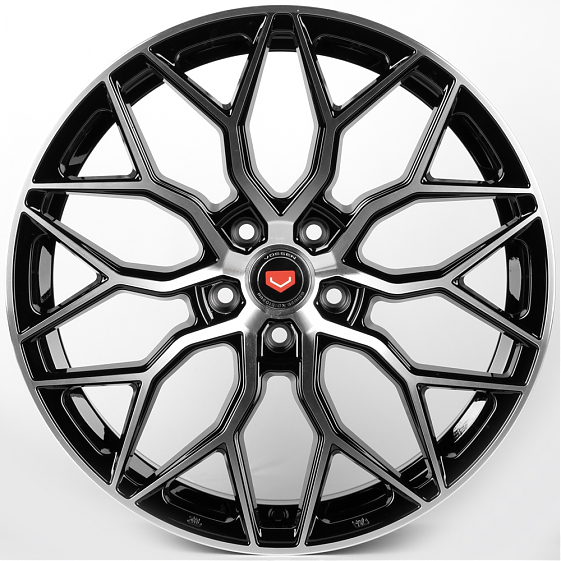 Литые диски 81911 Vossen iV-1155-DS345 19 J8.5 ET35 5x112 66.6 чёрный глянцевый + полированные спицы: Фото 1