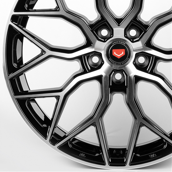 Литые диски 81911 Vossen iV-1155-DS345 19 J8.5 ET35 5x112 66.6 чёрный глянцевый + полированные спицы: Фото 2