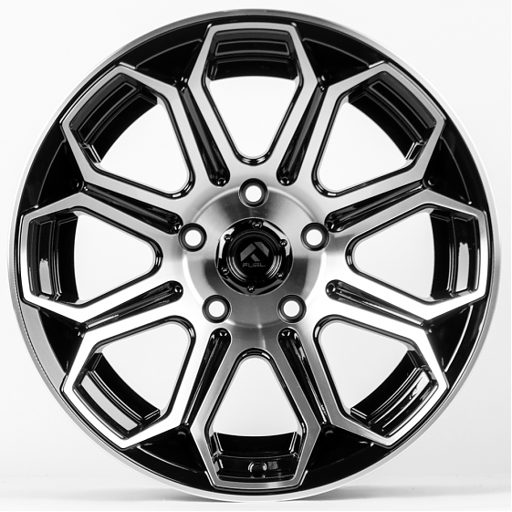 Литые диски 80449 FUEL JT191-SL045 17 J9 ET-12 5x127 71.6 чёрный + полированные спицы: Фото 1