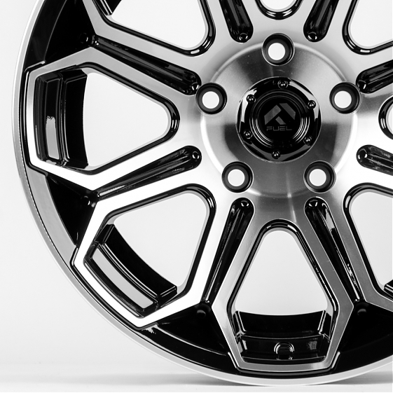 Литые диски 80449 FUEL JT191-SL045 17 J9 ET-12 5x127 71.6 чёрный + полированные спицы: Фото 2