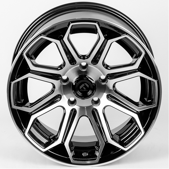 Литые диски 80449 FUEL JT191-SL045 17 J9 ET-12 5x127 71.6 чёрный + полированные спицы: Фото 3