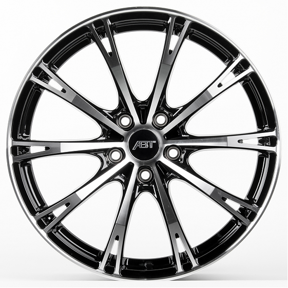 Литые диски 81080 ABT F0161-SB393 18 J8 ET32 5x112 66.6 чёрный глянцевый + полированные спицы: Фото 1