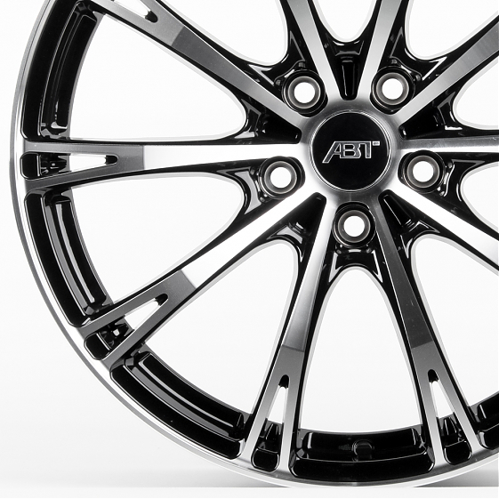 Литые диски 81080 ABT F0161-SB393 18 J8 ET32 5x112 66.6 чёрный глянцевый + полированные спицы: Фото 2