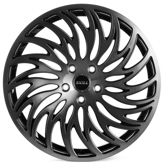 Кованые диски H260124B SKILL SL268-SK332 20 J8.5 ET30 5x120 66.1 чёрный глянцевый + полированные спи: Фото 1