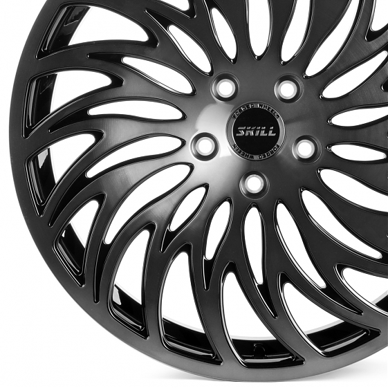 Кованые диски H260124B SKILL SL268-SK332 20 J8.5 ET30 5x120 66.1 чёрный глянцевый + полированные спи: Фото 2