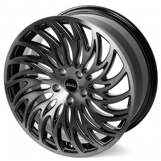 Кованые диски H260124B SKILL SL268-SK332 20 J8.5 ET30 5x120 66.1 чёрный глянцевый + полированные спи: Фото 3