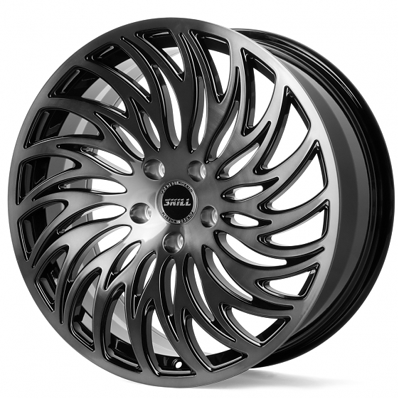 Кованые диски H260124B SKILL SL268-SK332 20 J8.5 ET30 5x120 66.1 чёрный глянцевый + полированные спи: Фото 4