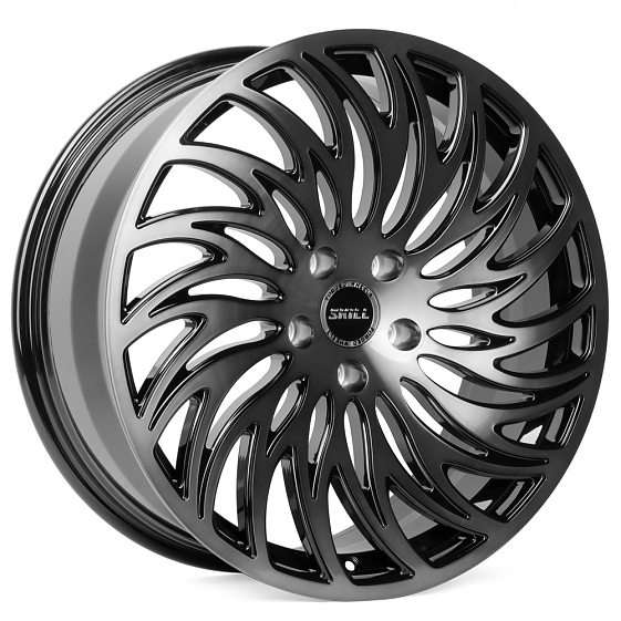 Кованые диски H260124B SKILL SL268-SK332 20 J8.5 ET30 5x120 66.1 чёрный глянцевый + полированные спи: Фото 5