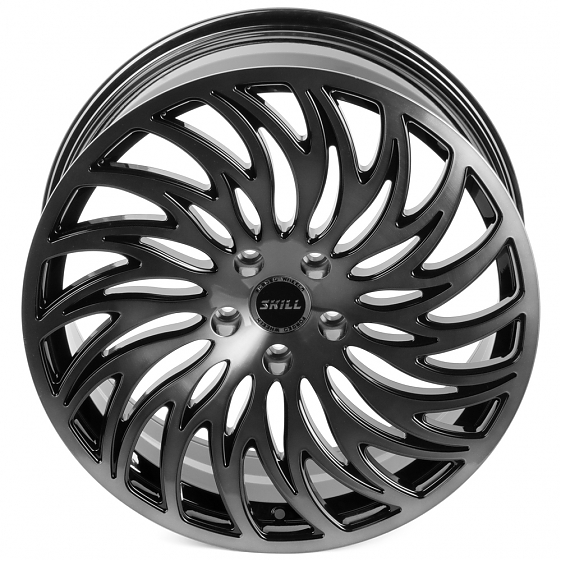 Кованые диски H260124B SKILL SL268-SK332 20 J8.5 ET30 5x120 66.1 чёрный глянцевый + полированные спи: Фото 7