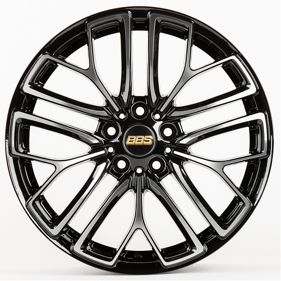 Литые диски 80209 BBS 5096X-CT355 18 J8.5 ET40 5x112 66.6 чёрный + полированные спицы: Фото 1