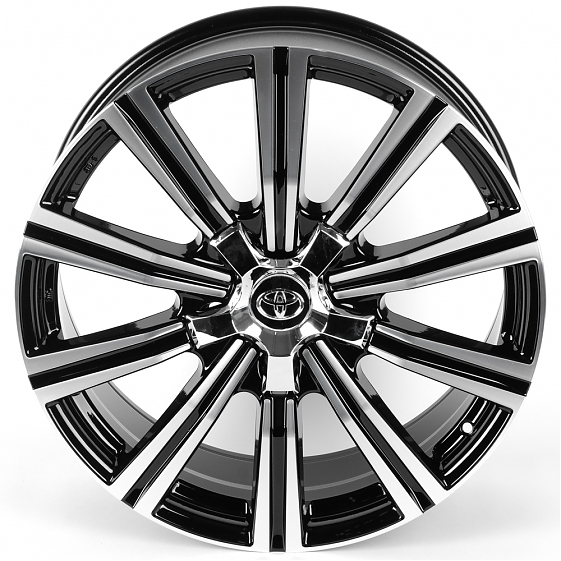 Литые диски 81687 Toyota FC937-CT538 21 J8.5 ET45 5x150 110.1 чёрный + полированные спицы: Фото 3