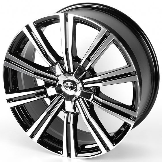 Литые диски 81687 Toyota FC937-CT538 21 J8.5 ET45 5x150 110.1 чёрный + полированные спицы: Фото 6