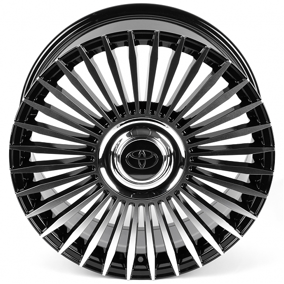 Литые диски 82635 Toyota iV-WH2 20 J8.5 ET40 5x150 110.1 чёрный глянцевый + полированные спицы: Фото 3