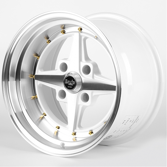 Литые диски 82199 Work KS166-CT461 15 J9 ET-10 4x114.3 73.1 белый + полированные спицы: Фото 5