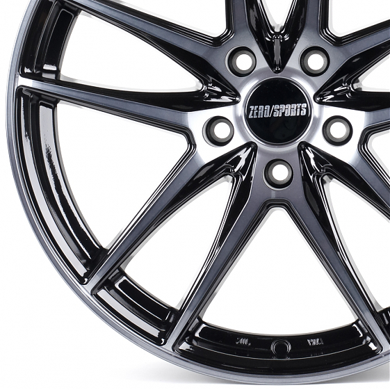 Литые диски 80813 ZERO 2266-CT354 18 J8 ET40 5x114.3 73.1 чёрный глянцевый + полированные спицы + тё: Фото 2