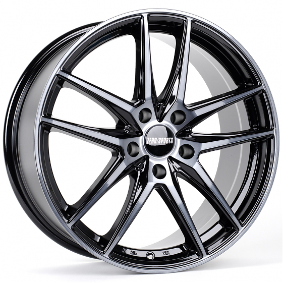 Литые диски 80813 ZERO 2266-CT354 18 J8 ET40 5x114.3 73.1 чёрный глянцевый + полированные спицы + тё: Фото 4