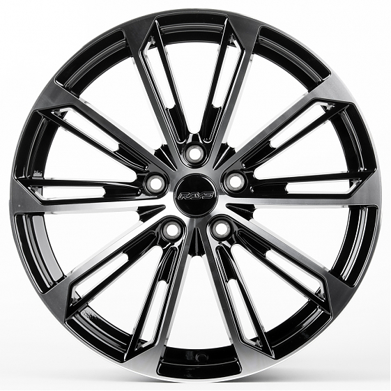 Литые диски 81139 Rays F1741-SK163 18 J8 ET35 5x114.3 73.1 чёрный глянцевый + полированные спицы: Фото 1