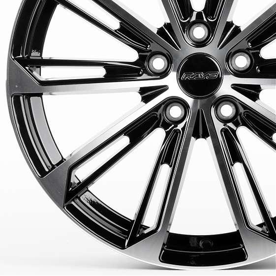 Литые диски 81139 Rays F1741-SK163 18 J8 ET35 5x114.3 73.1 чёрный глянцевый + полированные спицы: Фото 2