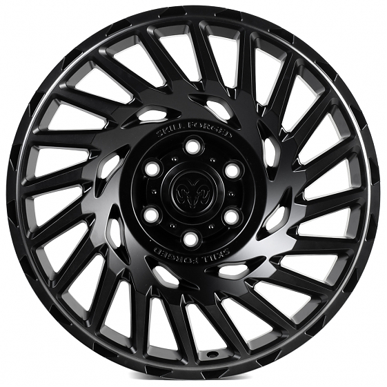 Кованые диски H241207A SKILL SV093-CS412 20 J9 ET19 6x139.7 77.8 чёрный матовый + полированные спицы: Фото 1