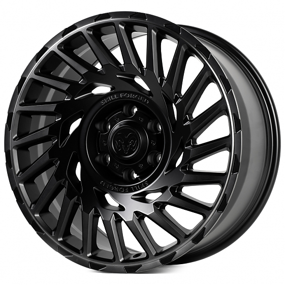 Кованые диски H241207A SKILL SV093-CS412 20 J9 ET19 6x139.7 77.8 чёрный матовый + полированные спицы: Фото 5