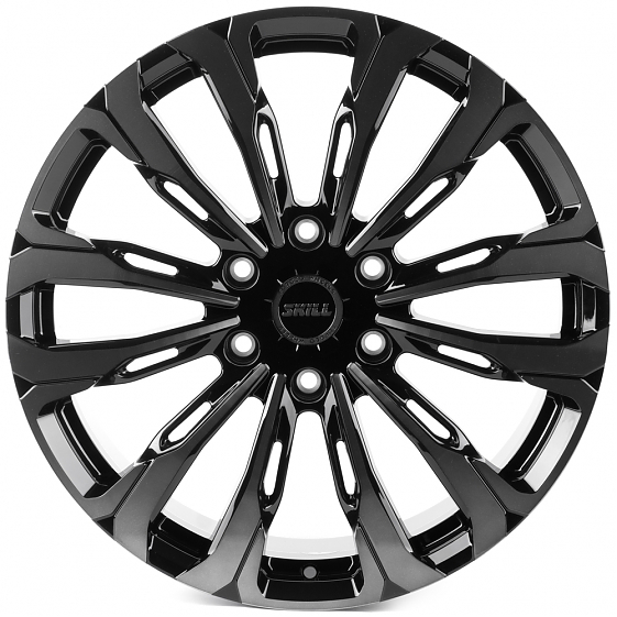 Кованые диски H241229D SKILL SV671-SL221 20 J9 ET50 6x139.7 95.1 чёрный глянцевый + полированные спи: Фото 1