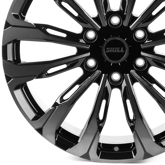 Кованые диски H241229D SKILL SV671-SL221 20 J9 ET50 6x139.7 95.1 чёрный глянцевый + полированные спи: Фото 2