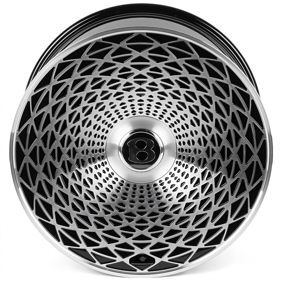 Кованые диски H250926B SKILL SL998-SL253 22 J10 ET20 5x130 71.5 черный глянец + полированые спицы: Фото 3
