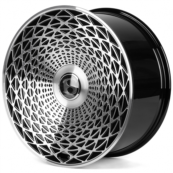 Кованые диски H250926B SKILL SL998-SL253 22 J10 ET20 5x130 71.5 черный глянец + полированые спицы: Фото 5
