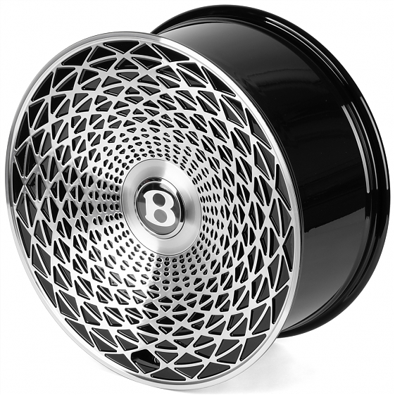 Кованые диски H250926B SKILL SL998-SL253 22 J10 ET20 5x130 71.5 черный глянец + полированые спицы: Фото 6