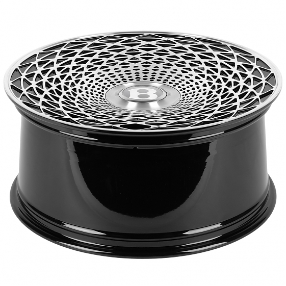 Кованые диски H250926B SKILL SL998-SL253 22 J10 ET20 5x130 71.5 черный глянец + полированые спицы: Фото 7