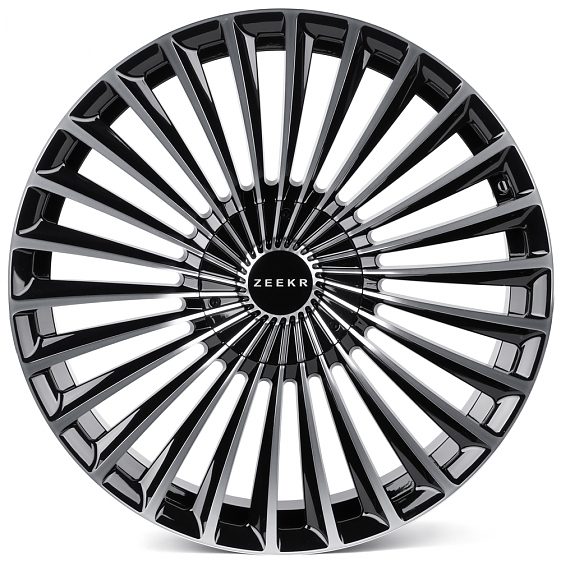 Кованые диски H260126W SKILL SV017-SV482 22 J9.5 ET35 5x108 63.4 чёрный глянцевый + полированные спи: Фото 1