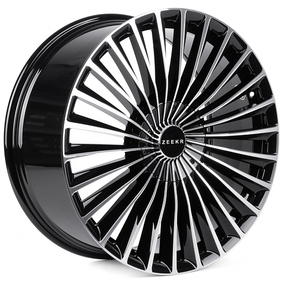 Кованые диски H260126W SKILL SV017-SV482 22 J9.5 ET35 5x108 63.4 чёрный глянцевый + полированные спи: Фото 4