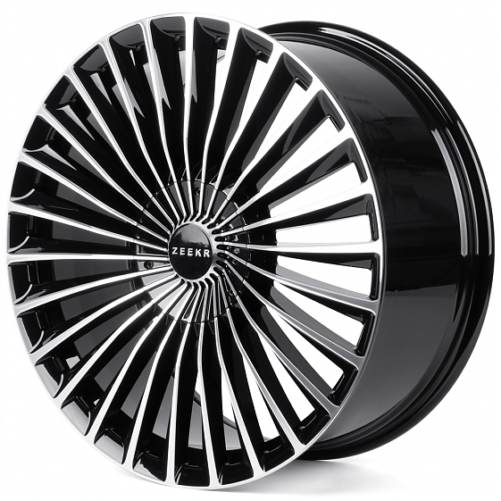 Кованые диски H260126W SKILL SV017-SV482 22 J9.5 ET35 5x108 63.4 чёрный глянцевый + полированные спи: Фото 5
