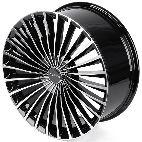 Кованые диски H260126W SKILL SV017-SV482 22 J9.5 ET35 5x108 63.4 чёрный глянцевый + полированные спи: Фото 6