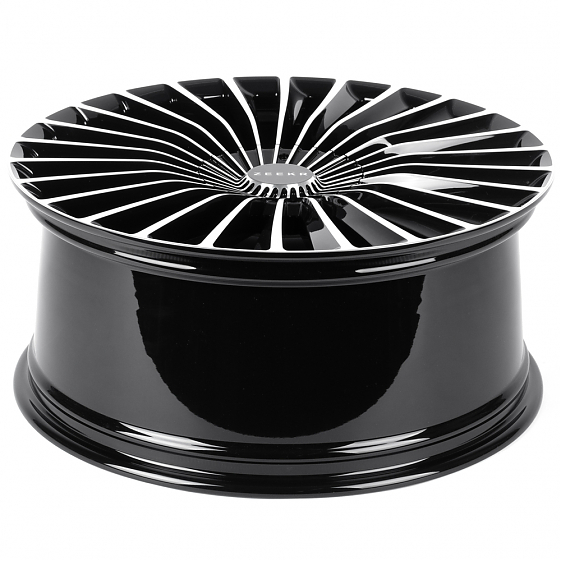 Кованые диски H260126W SKILL SV017-SV482 22 J9.5 ET35 5x108 63.4 чёрный глянцевый + полированные спи: Фото 7