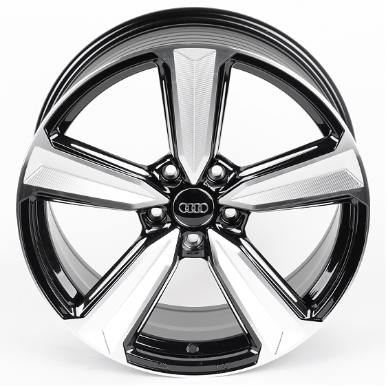 Литые диски 81061 Audi DQ018-SB393 18 J8 ET35 5x112 66.6 чёрный глянцевый + полированные спицы: Фото 3