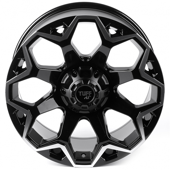 Литые диски 81411 TUFF 82743-FG466 20 J9 ET15 6x139.7 106.1 чёрный глянцевый + полированные спицы + : Фото 3