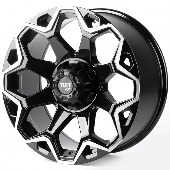 Литые диски 81411 TUFF 82743-FG466 20 J9 ET15 6x139.7 106.1 чёрный глянцевый + полированные спицы + : Фото 5