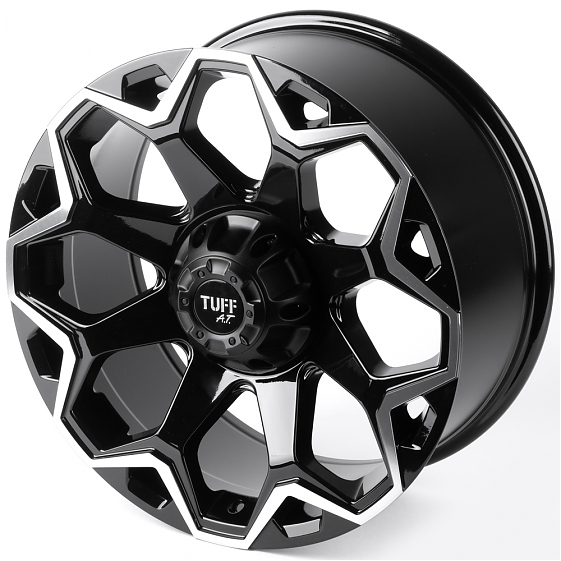 Литые диски 81411 TUFF 82743-FG466 20 J9 ET15 6x139.7 106.1 чёрный глянцевый + полированные спицы + : Фото 6