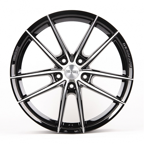 Литые диски 80750 ZERO 2239-DS191 18 J8 ET40 5x108 73.1 чёрный глянцевый + полированные спицы: Фото 1
