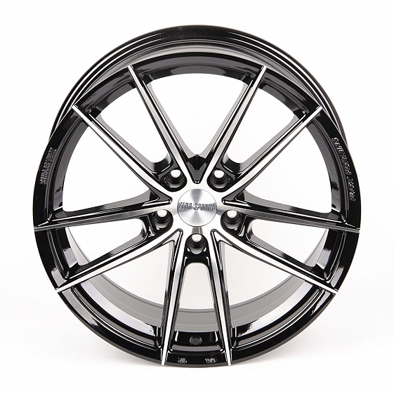 Литые диски 80750 ZERO 2239-DS191 18 J8 ET40 5x108 73.1 чёрный глянцевый + полированные спицы: Фото 2
